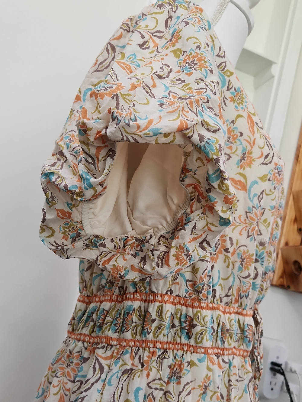 Anthropologie LEA Floral Puff Sleeve Maxi Dress Cotton Boho Cottagecore 1X EUC - Picture 8 of 16